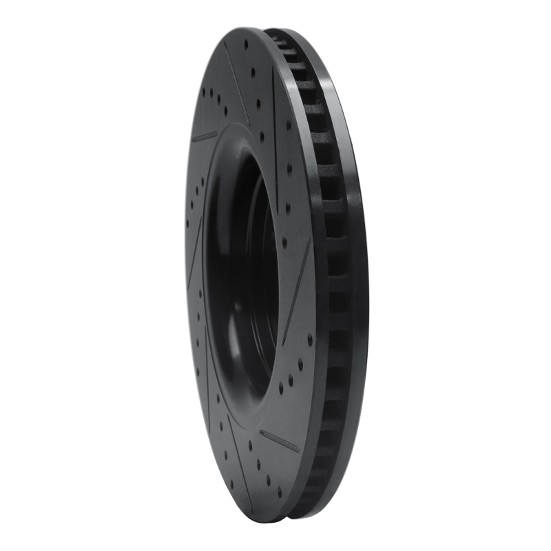 Ford Edge Brake Rotor (1) - Front Left - R1 Concepts - Drilled & Slotted - Black - `15-`21